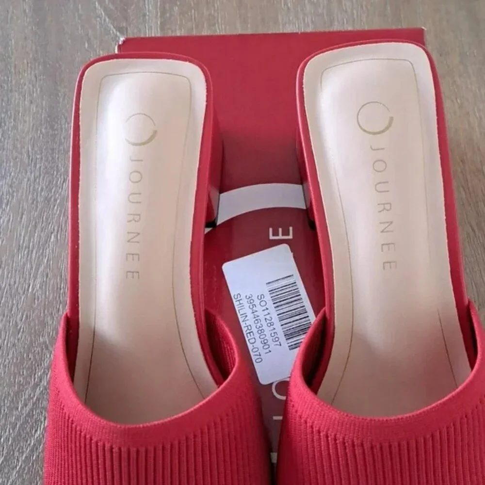 Journee Shilin Dress Sandals - Color: Red - Size: Women 7 - Picture 4 of 9